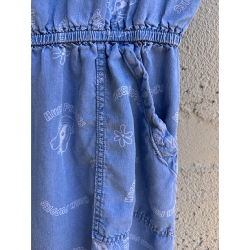Hush Puppies Camden Dog Logo Print Elastic Waist Pockets Dress MEDIUM Retro - Picture 3 of 10